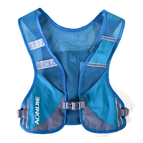 AONIJIE Ultralight Running Vest with Reflective Strip Breathable Hydration Backpack for Hiking Camping Marathon Cycling Race (Blue)