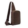 Plaid Leather Sling Men Chest Bag Small CrossBody Belt Bags Man Zipper Cross Body Messenger Shoulder Bags Male (1-Brown) view 1