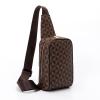Plaid Leather Sling Men Chest Bag Small CrossBody Belt Bags Man Zipper Cross Body Messenger Shoulder Bags Male (1-Brown) view 2