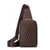 Plaid Leather Sling Men Chest Bag Small CrossBody Belt Bags Man Zipper Cross Body Messenger Shoulder Bags Male (1-Brown) view 4