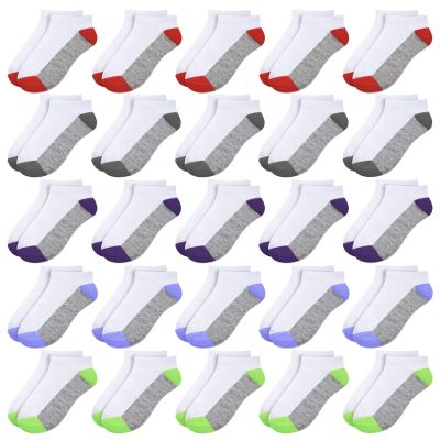BOOPH 25 Pack Kids Low Cut Ankle Socks Boy Girl Athletic Socks 6-8 Years Multi2