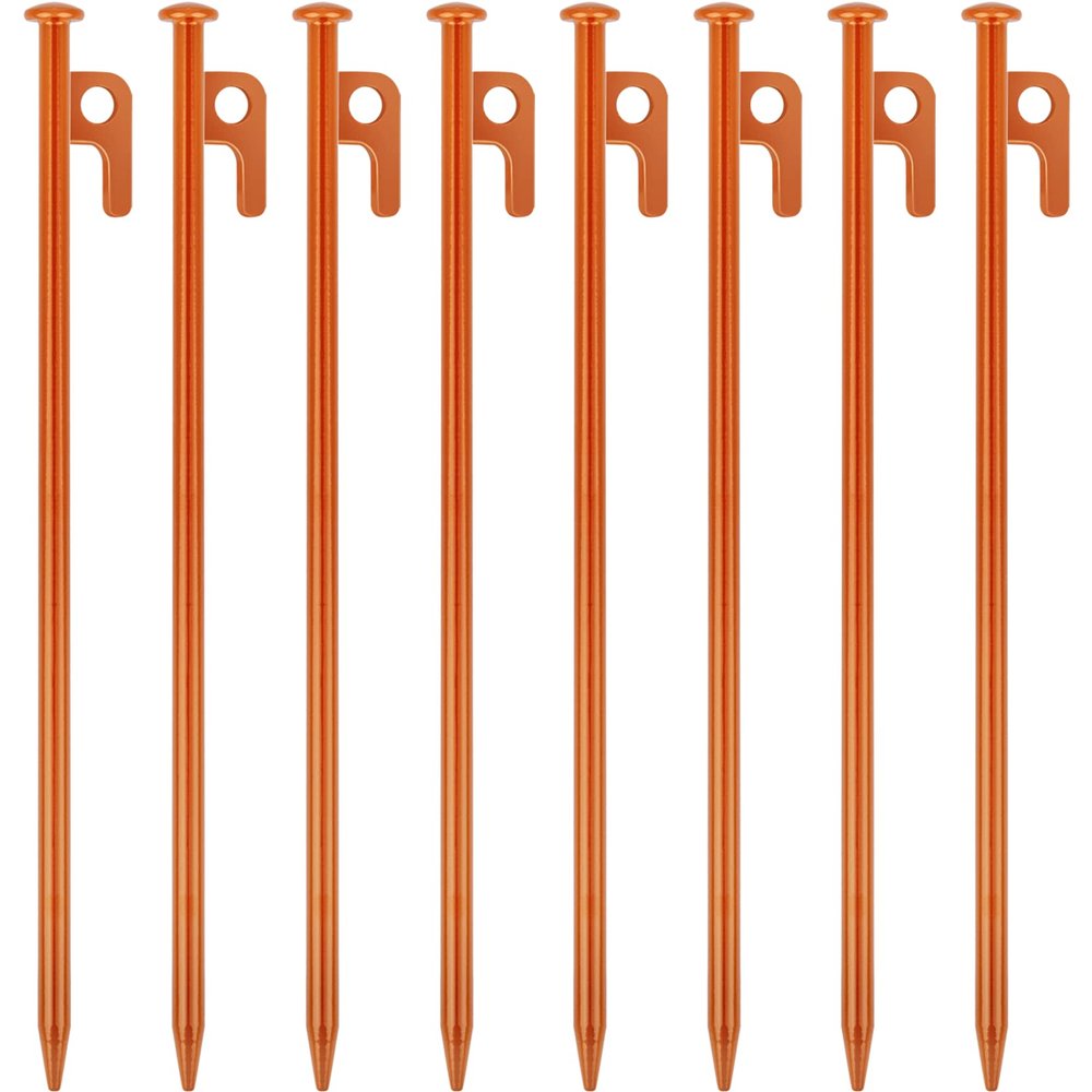 8 Pack Tent Stakes Heavy Duty 12 inch Steel Tent Pegs for Camping Unbreakable and Inflexible-Orange