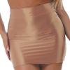 renvena Women's Oil Glossy Short Mini Skirt High Waist Night Club Bodycon Tight Dress Ladies Party Clubwear Coffee Large view 1