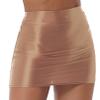 renvena Women's Oil Glossy Short Mini Skirt High Waist Night Club Bodycon Tight Dress Ladies Party Clubwear Coffee Large view 2