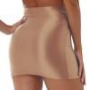 renvena Women's Oil Glossy Short Mini Skirt High Waist Night Club Bodycon Tight Dress Ladies Party Clubwear Coffee Large view 4