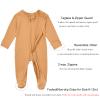 Aablexema Baby Footie Pajamas Zipper - Rayon from Bamboo Infant Footed Pjs with Mittens Sleepwear Jammies(Khaki Yellow,3-6m) view 3