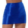 CHICTRY Womens Glossy Solid Color Mini Pencil Skirt Casual High Waist Elastic Waistband Miniskirt Blue Large view 2