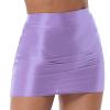 CHICTRY Womens Glossy Solid Color Mini Pencil Skirt Casual High Waist Elastic Waistband Miniskirt Purple Medium view 2
