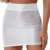 Hedmy Womens Super Shiny Shaping Miniskirt High Waist Bodycon Stockings Pencil Skirt Y2K Hip Skirt White Medium view 1