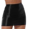 renvena Women's Oil Glossy Short Mini Skirt High Waist Night Club Bodycon Tight Dress Ladies Party Clubwear Black Medium view 2