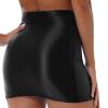 CHICTRY Womens Glossy Solid Color Mini Pencil Skirt Casual High Waist Elastic Waistband Miniskirt Black Medium view 4