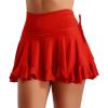 ZUYPSK Women Latin Dance Skirt Ballroom Salsa Rumba Training Dress Skater Costume Dancewear (XXX-Large, Red) view 3