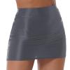 CHICTRY Womens Glossy Solid Color Mini Pencil Skirt Casual High Waist Elastic Waistband Miniskirt Grey Large view 2