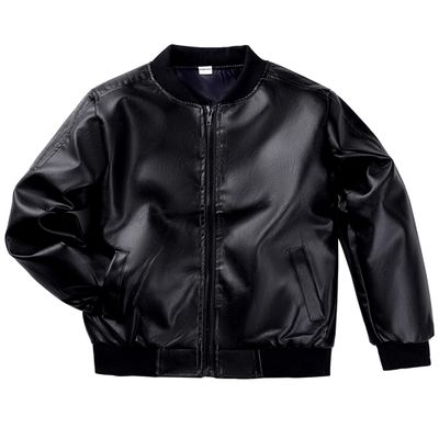 TLAENSON Boys Leather Jackets For Toddler Kids Faux Motorcycle PU Leather Coats 50s 80s Bomber Tops Black Size 160/11-12 Years