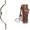 TOPARCHERY Traditional Recurve Bow 53'' Archery Hunting Handmade Horse Bow with Quiver Arrow Shoulder Leather Back Brown view 1