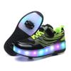 BFOEL Kids Roller Skates USB Chargable LED Light Up Shoes 2 Wheel Skate Sneaker Best Gift for Boys Girls Birthday Thanksgiving Christmas Day, Blackgreen_38 view 1
