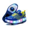 BFOEL Kids Roller Skates USB Chargable LED Light Up Shoes 2 Wheel Skate Sneaker Best Gift for Boys Girls Birthday Thanksgiving Christmas Day, BlueYellow_37 view 1