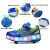 BFOEL Kids Roller Skates USB Chargable LED Light Up Shoes 2 Wheel Skate Sneaker Best Gift for Boys Girls Birthday Thanksgiving Christmas Day, BlueYellow_37 view 4