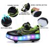 BFOEL Kids Roller Skates USB Chargable LED Light Up Shoes 2 Wheel Skate Sneaker Best Gift for Boys Girls Birthday Thanksgiving Christmas Day, Blackgreen_36 view 4