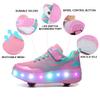 BFOEL Kids Roller Skates USB Chargable LED Light Up Shoes Best Gift for Boys Girls Birthday Thanksgiving Christmas Day, 39 Pink/Blue view 4