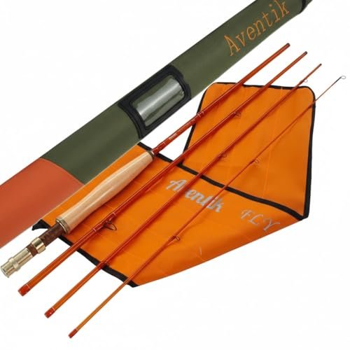 Riverruns S-Glass Fiberglass Fly Fishing Rods 4pc 66 LW3, 77 LW4, 81 LW5 Ultra Light Classic Medium Fast Action Fly Rods (Transparent Orange, 6'8'' LW5)