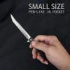 TENCHILON T42 Small Slim Pocket Flipper Knife, 3.5 inches D2 Tanto Blades, Contoured G10 Handle with Liner lock Compact Gentlemen's Folding Utility Tactical EDC, 2oz (Black) view 3