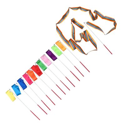ZZSRJ 12 Pack 4m Colorful Gymnastics Ribbons Rhythmic Gymnastics Ribbons Ballet Rhythmic Gymnastics Ribbons Dance Ribbons (Color : Multi-Colored, Size : One)