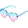 Maxdot Heart Shape Sunglasses Rimless Transparent Heart Glasses Colorful Party Favors(Blue Pink) view 1