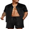 Ekouaer Men Satin Silk Pajamas Set with Pockets Sleepwear Shorts Satin Summer Loungewear 2 Piece Button Down Set S-3XL