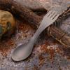 2pcs tita nium Spork and Spoon, 2 in 1 tita nium Spoon and Fork Combo, Super Lightweight Multi Functional Spoon Fork Combo for Outdoor Picnic Camping, 2 in 1 tita nium Spoon and Fork Combo, 2pcs Tit view 2