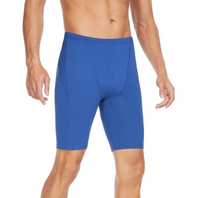 Fiteng Men's Swim Jammers Competitive Athletic Swim Team Suit Training Endurance Racing Quick Dry Swimming Shorts UPF 50 Navy Blue