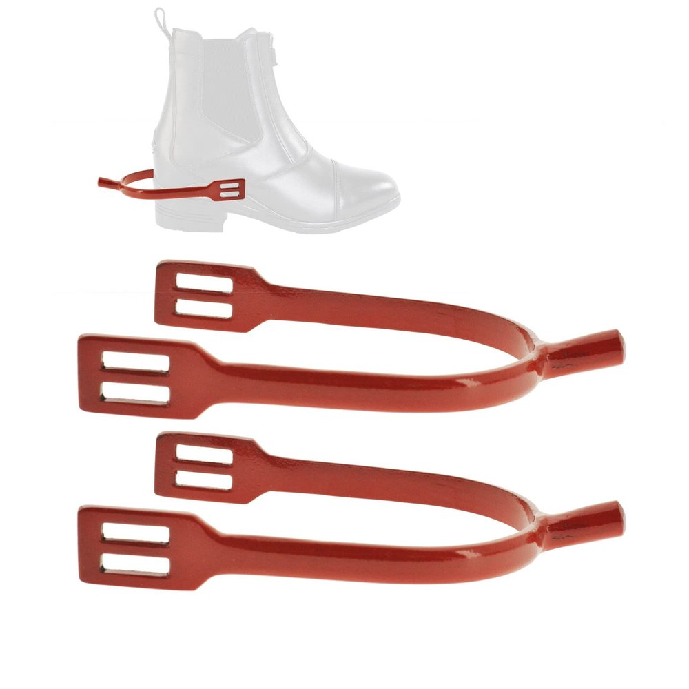 Horse Riding Spur Rider Metal Blunt Rounded End Spurs Stainless Steel NEW (Red)