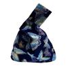 Exquisite Cotton Fashion Art Japanese Kimono Pattern Wrist Bag Tote Handbag Knot Pouch Wallet Portable Purse for Women(Navy Butterfly) view 1