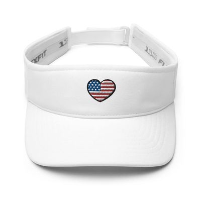 4th of July Visor, Embroidered 4th of July hat for Women, Men, 4th of July Gifts, American Flag Heart Visor. White