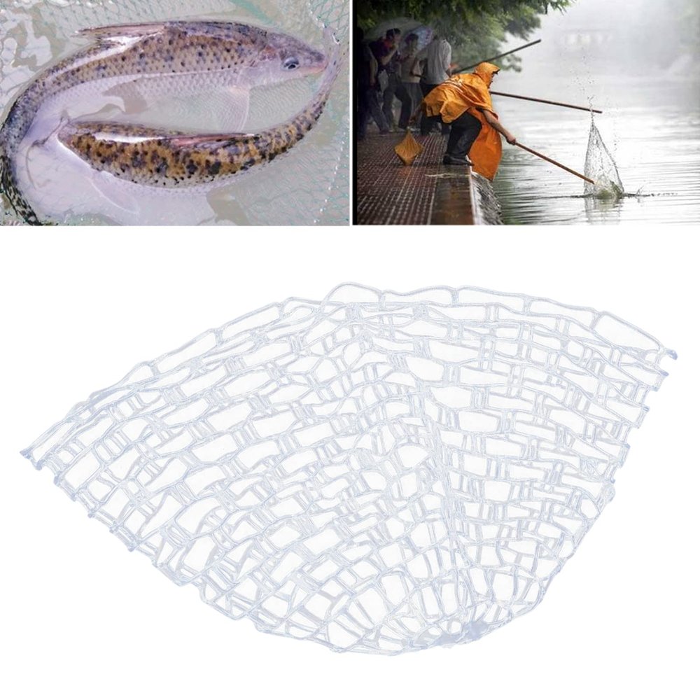 Fly Fishing Landing Net, Outdoor Collapsible Fishing Landing Net Soft Clear Rubber Net Replacement Mesh Bag Fishing Net Replacement Accessory for Fishing Catch and Release(Large 120CM)
