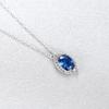 925 Sterling Silver Zircon Halo Simulated Sapphire Pendant Necklace for Women, Cubic Zirconia Oval Cut Nano Blue Gemstone 16+2inch Chain S925 Palladium Plated Necklace with Gift Box (SN591) view 3