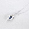 925 Sterling Silver Zircon Halo Simulated Sapphire Pendant Necklace for Women, Cubic Zirconia Oval Cut Nano Blue Gemstone 16+2inch Chain S925 Palladium Plated Necklace with Gift Box (SN591) view 4