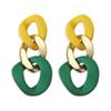 DIYANMMY Charm Elegant Hollow Color Chain Acrylic Geometric Temperament Dangle Drop Earrings Bohemian Minimalist Hypoallergenic Jewelry Gift (Yellow green) view 1