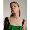 DIYANMMY Charm Elegant Hollow Color Chain Acrylic Geometric Temperament Dangle Drop Earrings Bohemian Minimalist Hypoallergenic Jewelry Gift (Yellow green) view 4