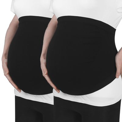 VOCOSTE 2 Pcs Maternity Belly Band, Belly Bands for Pregnant Women, Pregnancy Support Belly Belt Bands for Pregnancy and Postpartum, Black, Size XXL