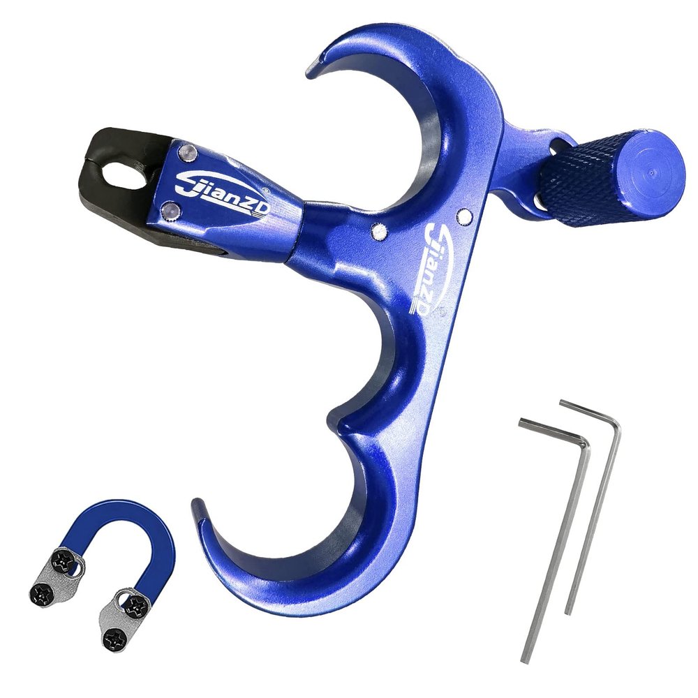 xxiaojun Compound Bow Aid Releaser and D Loop RopeAdjustable Can Rotate 360 Thumb Release Bow Aluminum Alloy AidsArchery Release Aids,for Outdoor Hunting,Adult Archery.