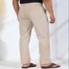 Soojun Men's Casual Linen Blend Relaxed Fit Straight Legs Elastic Waist Pants, Khaki, 38W x 30L view 3