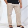 Soojun Men's Casual Linen Blend Relaxed Fit Straight Legs Elastic Waist Pants, Khaki, 38W x 30L view 4