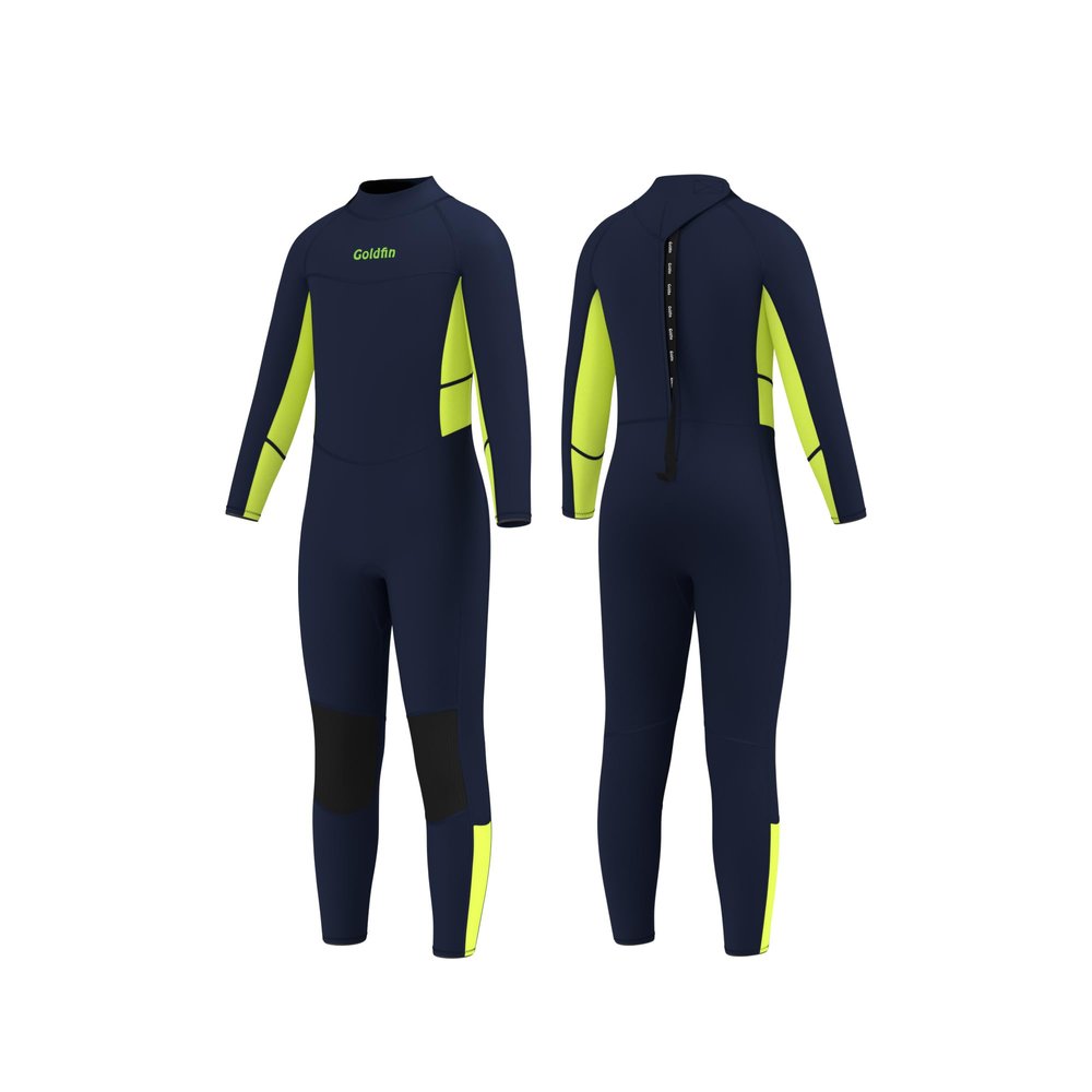 Goldfin Kids Wetsuit, Boys Girls Wet Suits Youth Toddler 3mm Neoprene Back Zip Keep Warm for Cold Water Swimming Diving Snorkeling Surfing Paddleboarding Full-Body Green Size 14