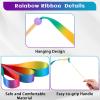 2 Pcs Silk Rainbow Streamer 8ft Gymnastics Ribbon Stick Dancer Wand for Kids Artistic Dancing Ribbon Rainbow Twirler Stick Streamer for Gym Training Circus Baton Twirling view 3