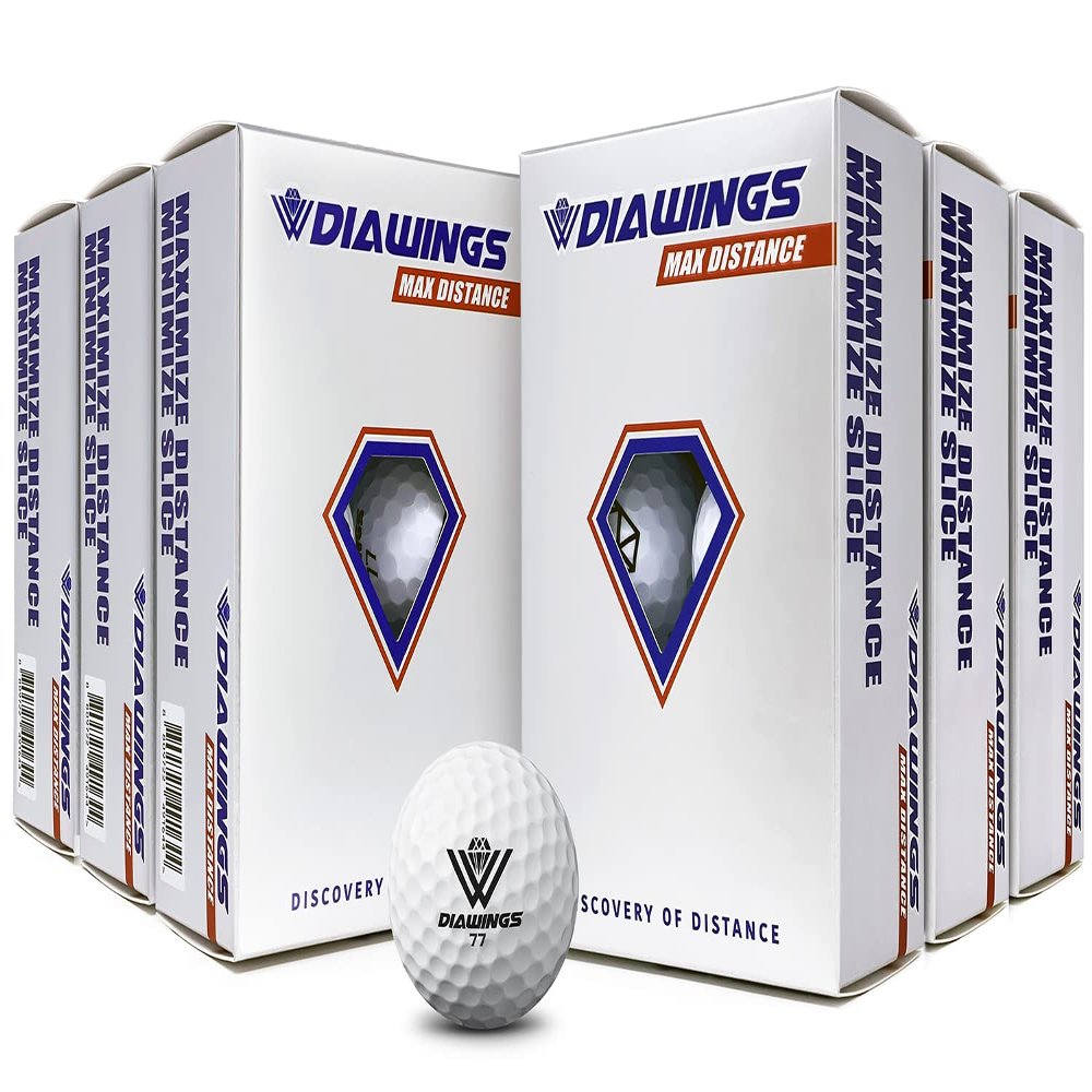 Diawings Max Distance Golf Balls for Maximum Distance, Anti Slice, Low Spin, Straight Shots | Half Dozen X 2, 12 Balls | White, Pink, Orange, Yellow (White)