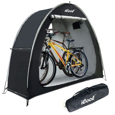 iCool Outdoor Bike Covers Storage Shed Tent, 210D Oxford Thick Waterproof Fabric Aluminum Alloy Bracket Bicycle Storage shed Neat Cover - Storage of 2 Bicycles or tricycles-Black