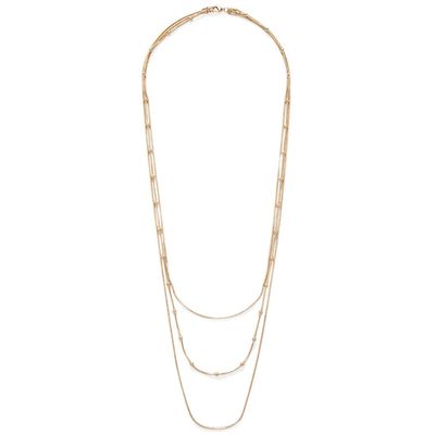 COLORFUL BLING Dainty Gold Chain Beads Statement Necklace Multi-Strand Waterfall Long Chains Necklace for Women