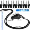 Flutesan 48 Packs Plastic Whistles with Lanyard Coaches Sports Whistle Loud Crisp Sound Whistles Bulk for Coach Referees Training Lifeguard School Emergency (Black) view 2