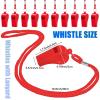 Flutesan 48 Pcs Plastic Whistles with Lanyard Sports Loud Crisp Sound Whistles Bulk for Coach Referees Training Emergency (Red) view 2